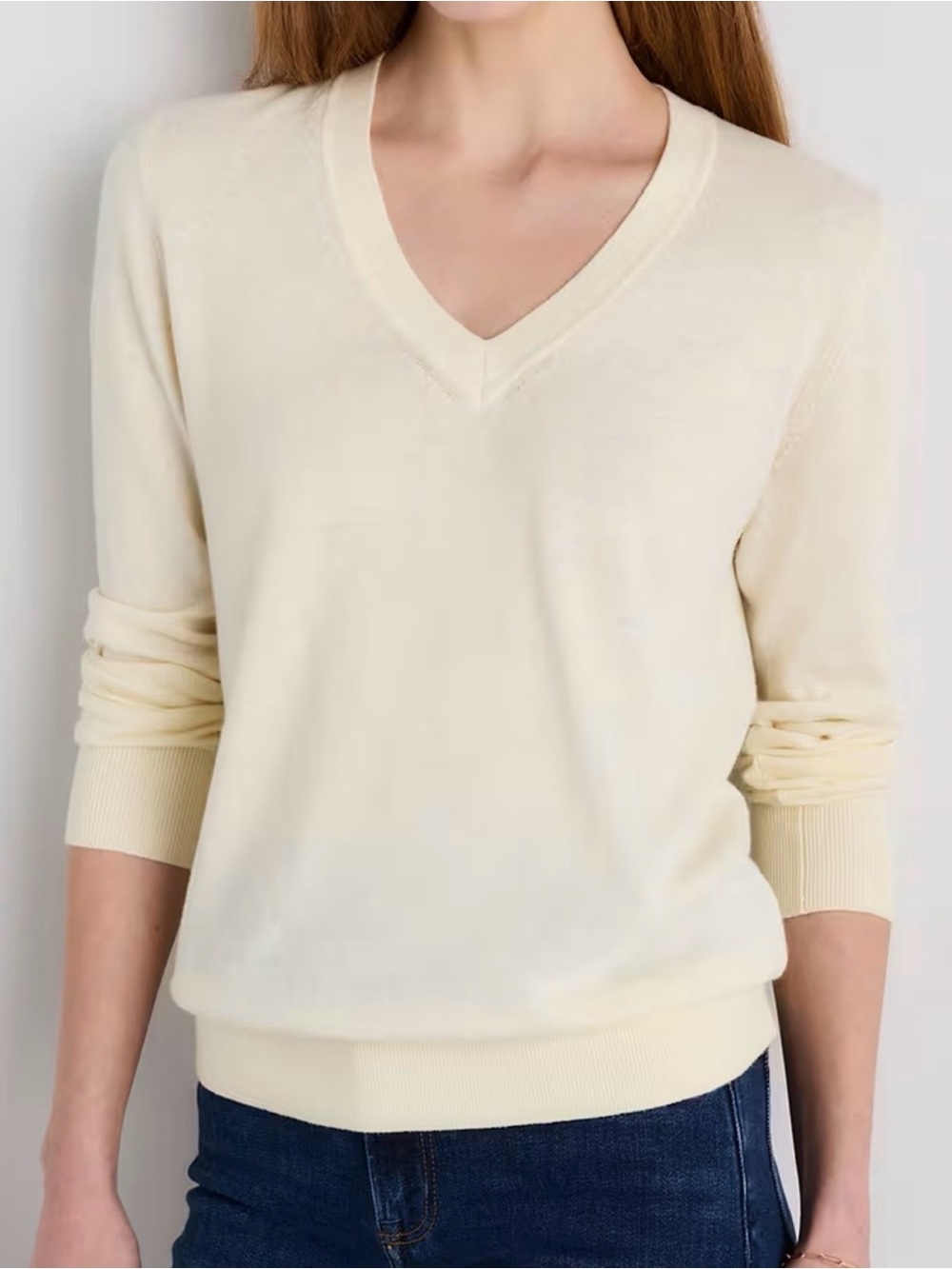 Quince NWT Lightweight Cotton Cashmere V-Neck Sweater Pale Yellow Small